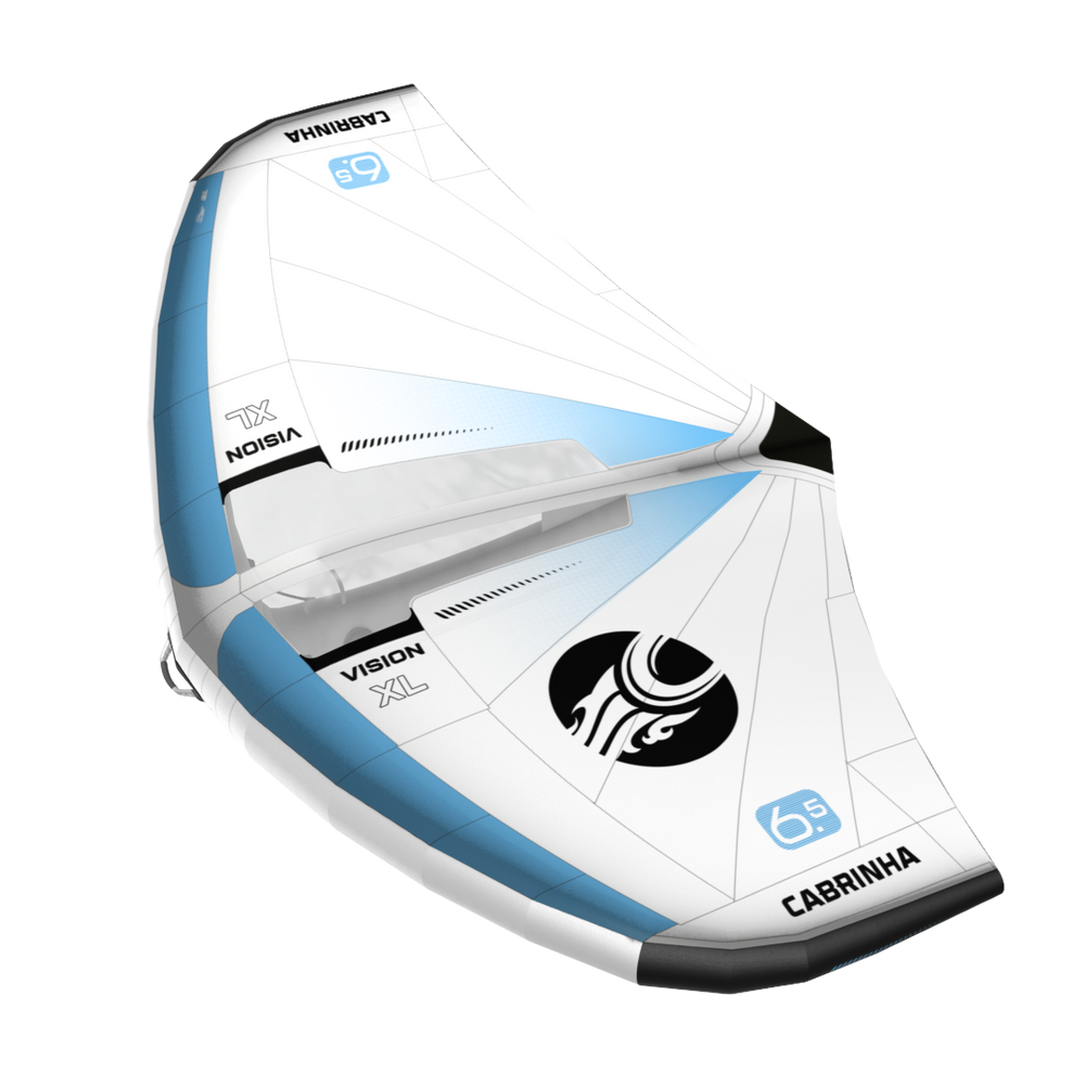 Cabrinha Vision XL light wind wing with rigid boom, designed for early foiling, low-end power and effortless handling in marginal conditions. White.